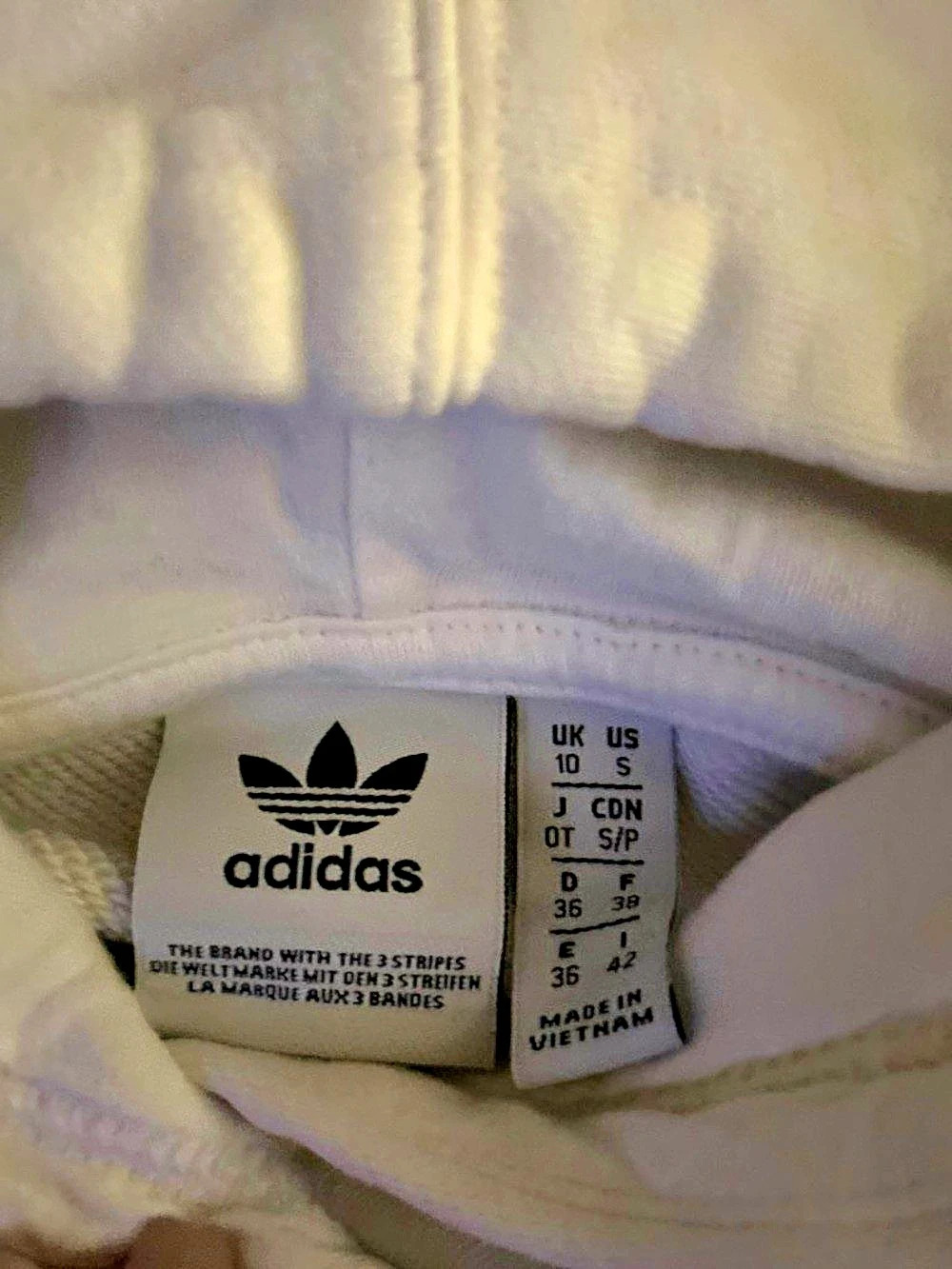 Adidas Cropped Track Hoodie White & Black Stripe Small - Picture 5 of 5